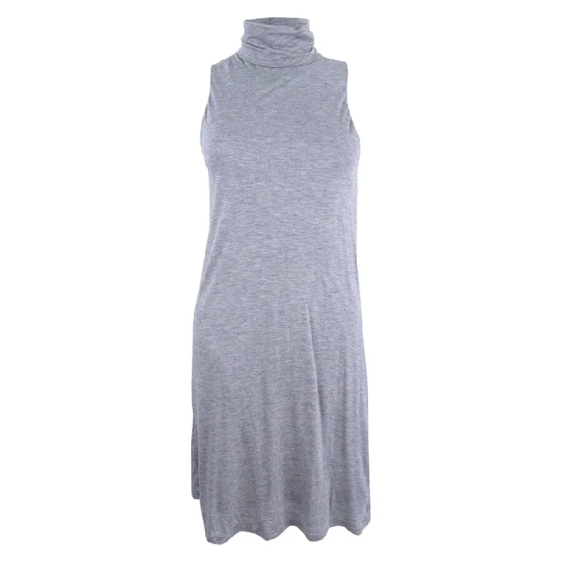 Sleeveless Dress With Pocketskensie Women's Sleeveless Turtleneck Dress (XS, Heather Grey)