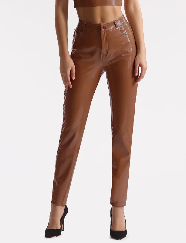 women's convertible pantsFaux Patent Leather Five Pocket Pant