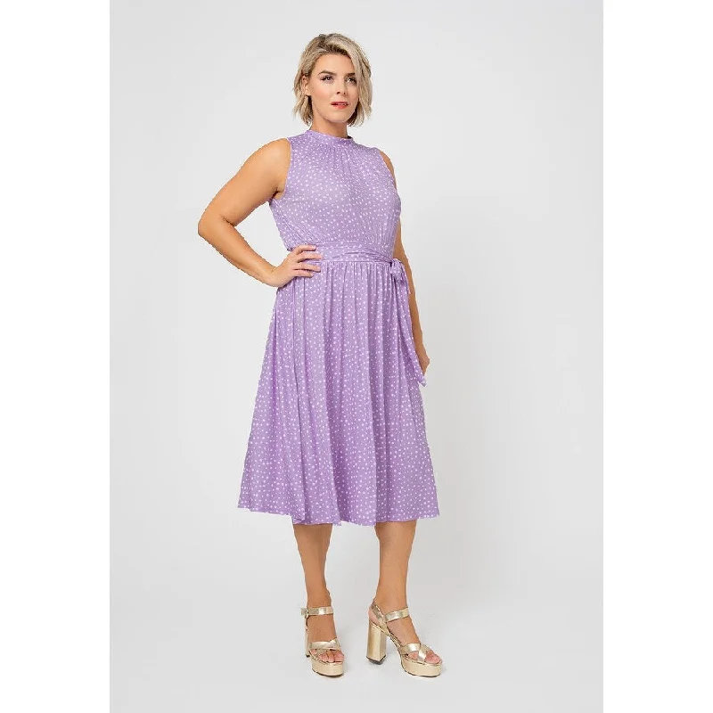 Sleeveless Dress NurseLeota Women's Sleeveless Mindy Dress In Confetti Purple (Curve)