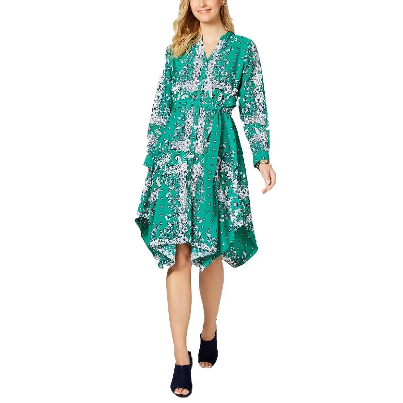 Flowery Lace Long Sleeves DressCharter Club Women's Long Sleeve Handkerchief Dress Dark Green Size Small