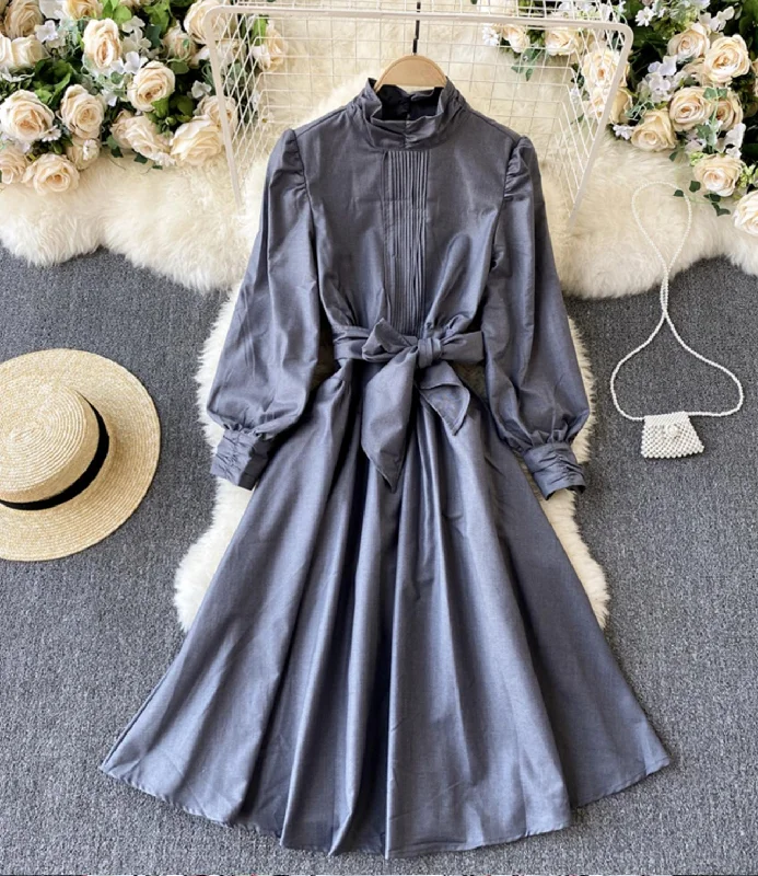 Fitted Long Sleeves High-Low DressElegant A line long sleeve dress  831