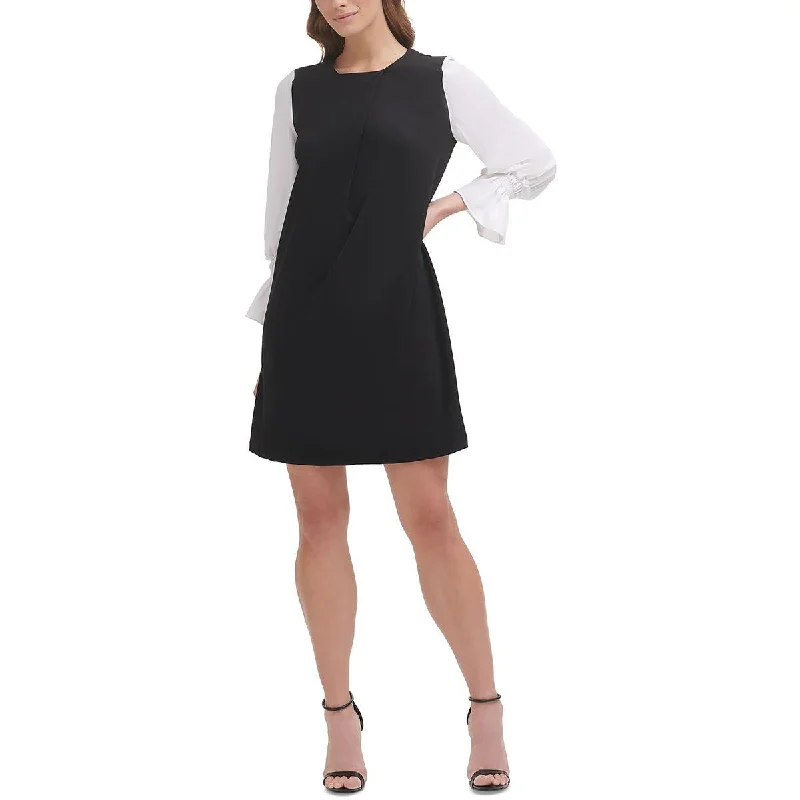 Flowing Maxi Long Sleeves DressDKNY Womens Colorblock Long Sleeves Shift Dress