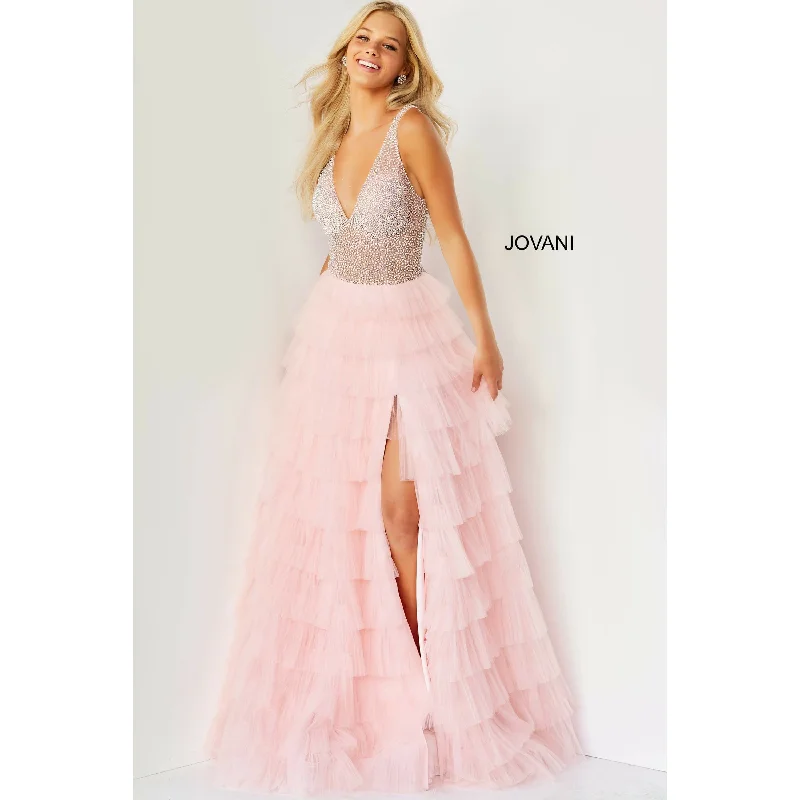 animal print prom dressesJovani Blush Embellished Bodice Tulle Prom Ballgown 07235