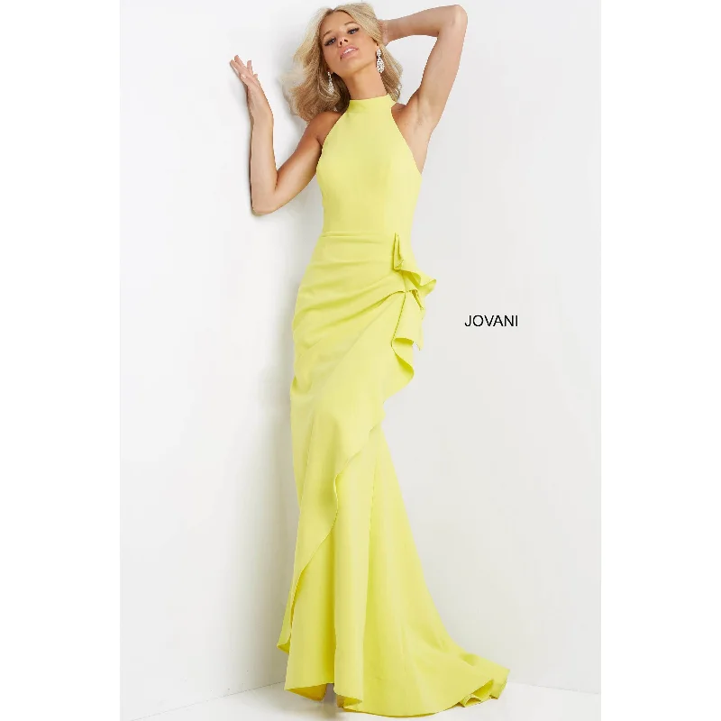 two-piece prom dressesJovani Yellow High Neckline Sheath Prom Dress 07301