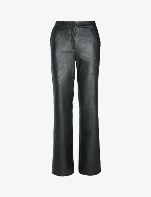 women's low-slung pantsFaux Leather Wide Leg Trouser