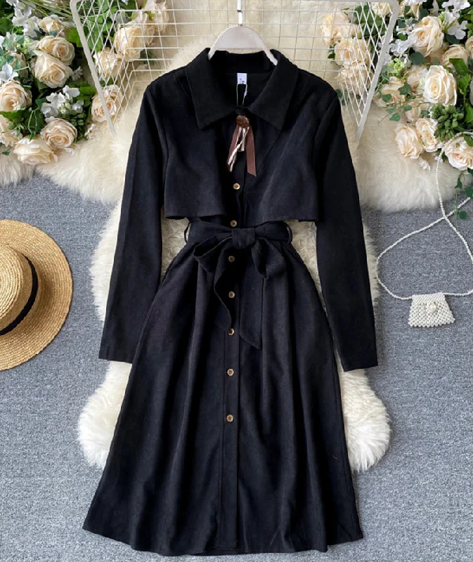 Fuzzy Long Sleeves DressCute A line long sleeve dress  1002