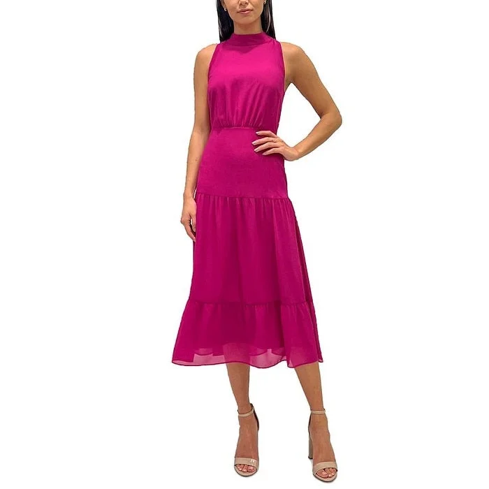 Sleeveless Dress In LeatherSam Edelman Women's High Neck Sleeveless Chiffon Dress Pink Size 12