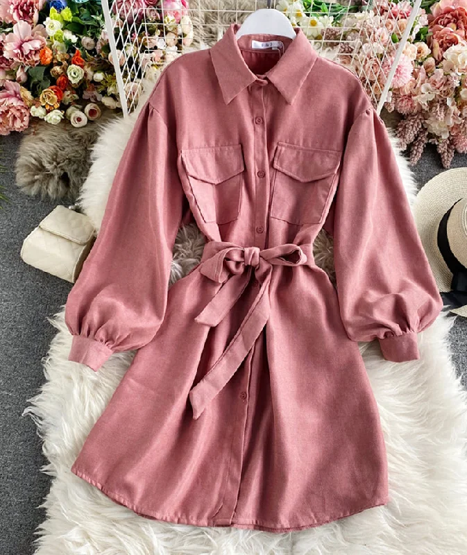 Formal Occasion Long Sleeves DressSimple long sleeve shirt dress  976