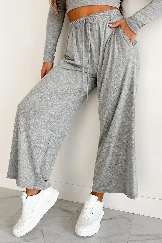 women's thermal pantsLazy Reputation Drawstring Waist Lounge Pants (Heather Grey)