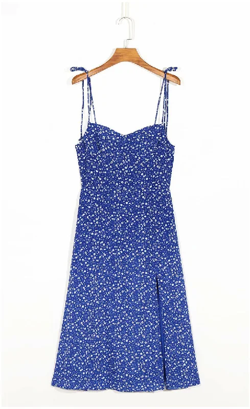 Sleeveless Dress In DenimWaist drawstring skirt split sleeveless dress fashion  7102