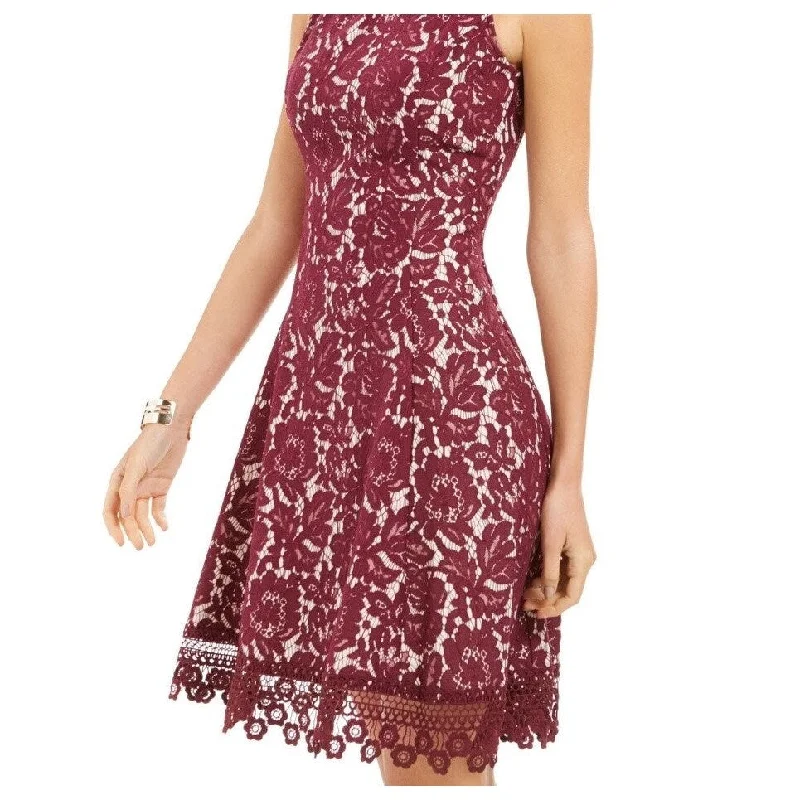 Sleeveless Dress With PeplumDonna Ricco Women's Sleeveless Lace Dress Dark Red Size 6