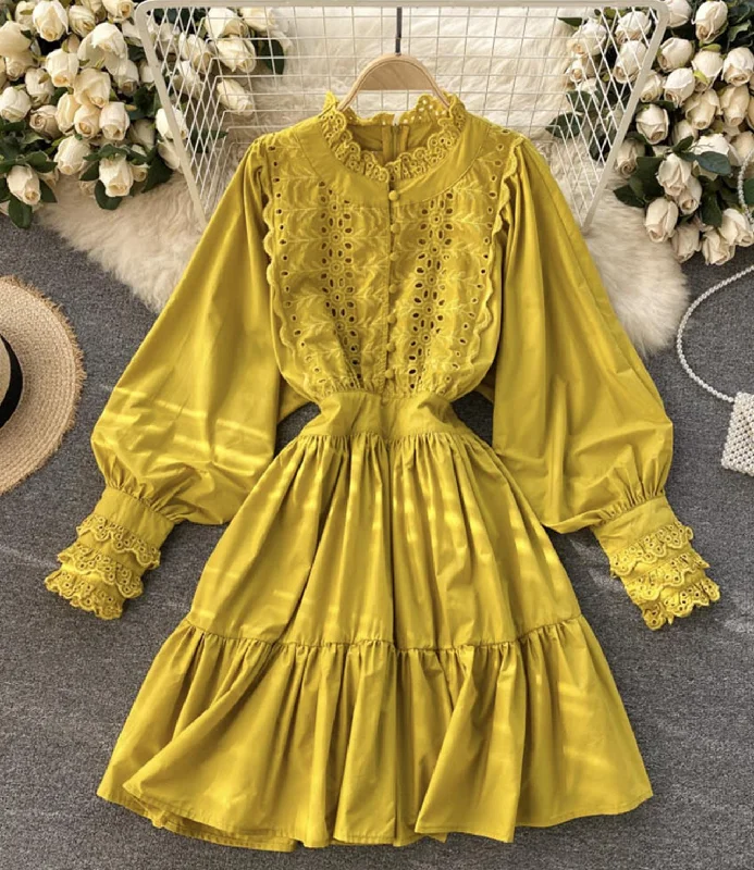 Feminine Long Sleeves DressCute A line long sleeve dress fashion dress  736