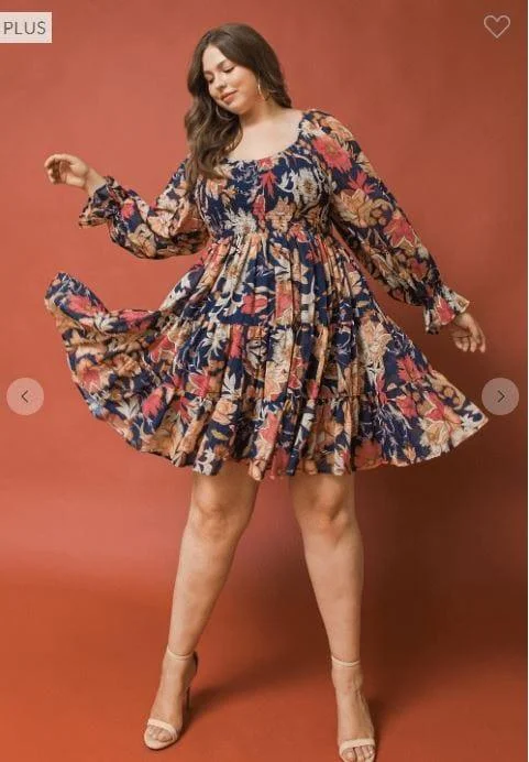 Flowery Long Sleeves DressSmocked Navy Paisley Long sleeve Dress