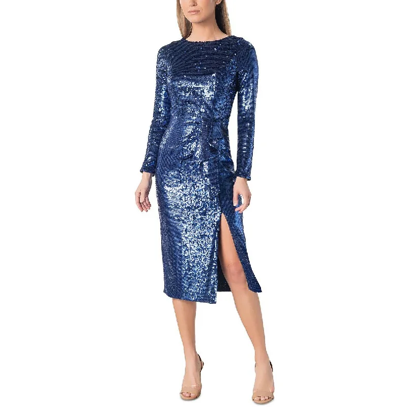 Flirty Floral Long Sleeves DressDress The Population Womens Sequined Long Sleeves Sheath Dress