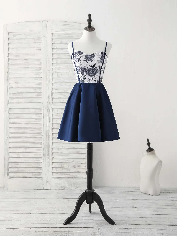 prom dresses for apple shapesSimple Sweetheart Dark Blue Short Prom Dress Blue Homecoming Dress