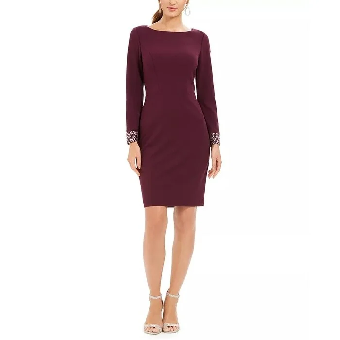 Flexible Cotton Long Sleeves DressVince Camuto Women's Embellished Long Sleeve Cocktail Dress Purple Size 14