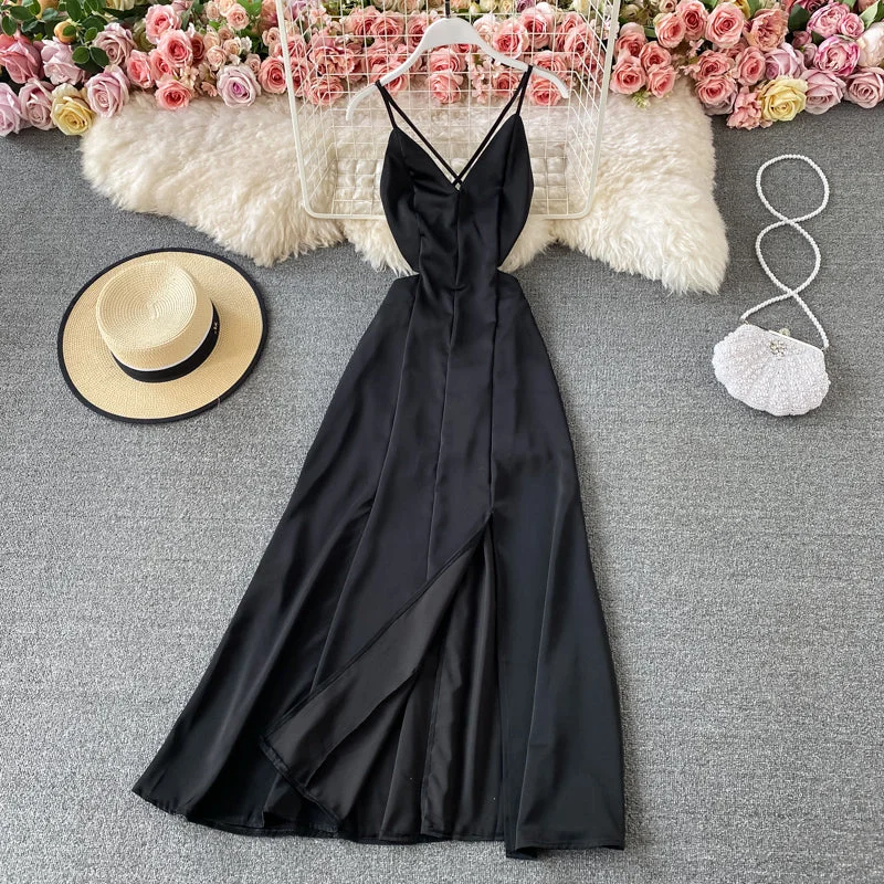 Sleeveless Dress With Sleeves (convertible)Open back sleeveless waist slim dress slim elegant suspender dress  3307