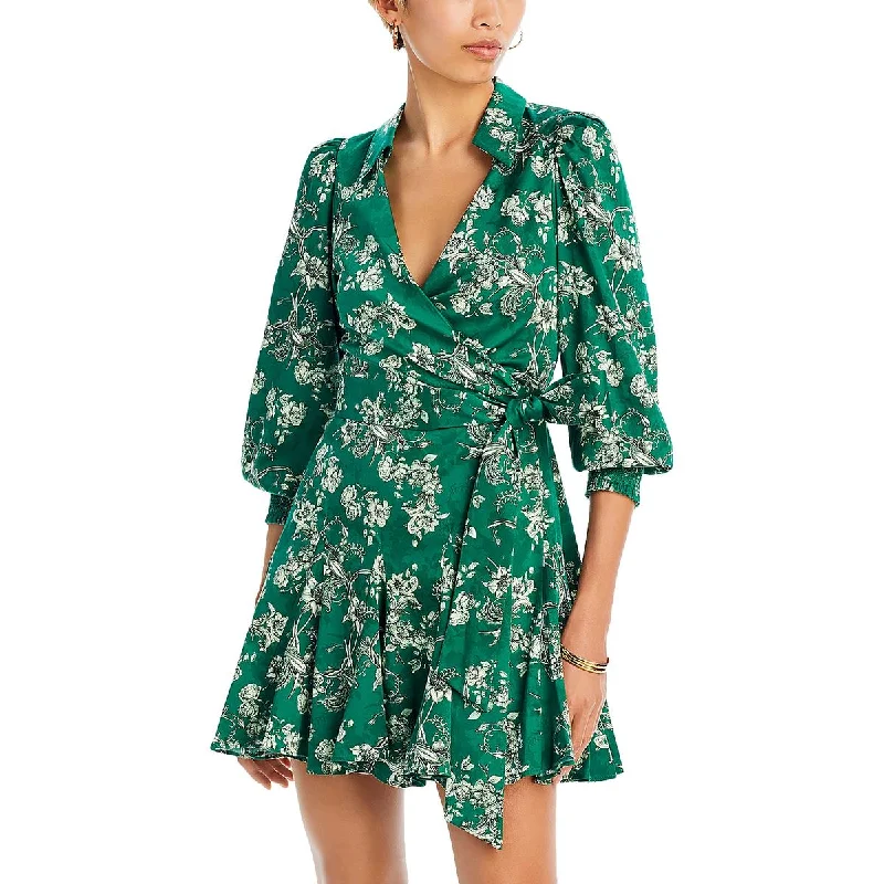 Formal Velvet Long Sleeves DressAlice and Olivia Womens Alisa Floral Print Long Sleeve Wrap Dress