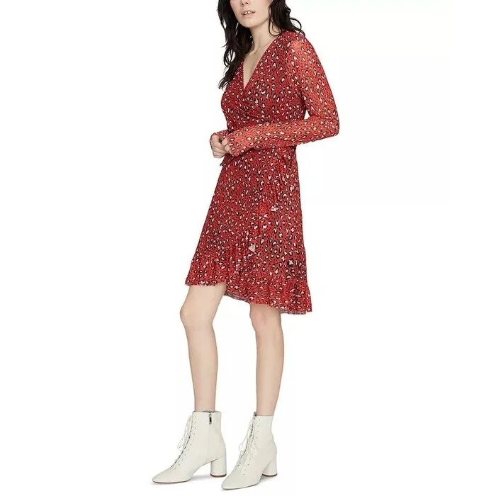 Full Coverage Long Sleeves DressSanctuary Women's Emma Print Long Sleeve Wrap Dress Red Size Medium