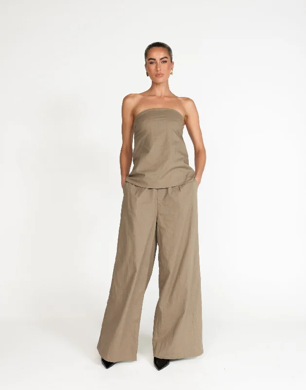 women's wide-leg pantsYasmina Pants (Mushroom)