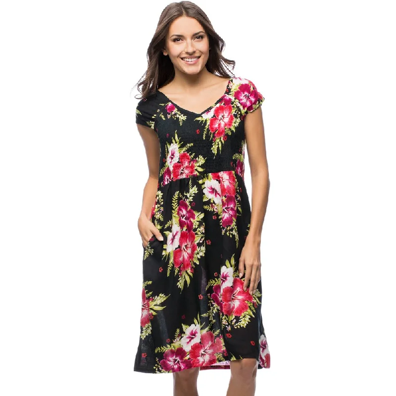 Sleeveless Dress ElegantLa Cera Women's Smocked-Bodice Sleeveless Floral Sundress