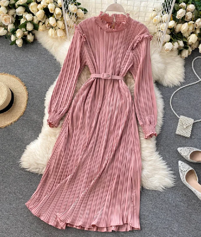 Flirty Long Sleeves Shift DressSimple A line long sleeve dress fashion dress  901