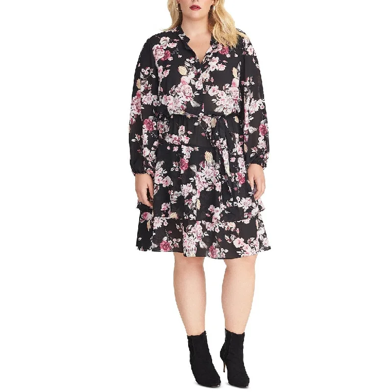 Fabulous Long Sleeves DressPlus Size Women's Rachel Rachel Roy Ally Floral Print Long Sleeve Dress Black Size Plus Size - 0X