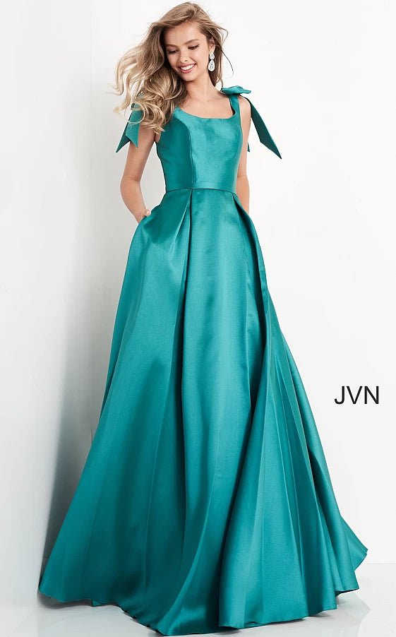 sweetheart neckline prom dressesJVN4449 Green Pleated Skirt Prom Ballgown