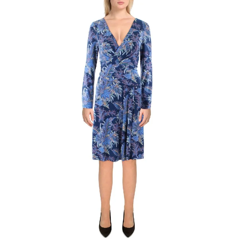 Fitted Silk Long Sleeves DressLauren Ralph Lauren Womens Long Sleeve Knee Wear to Work Dress