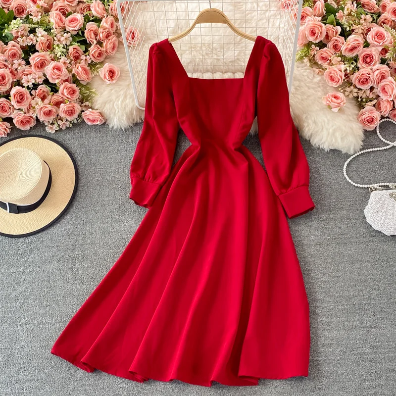 Formal Party Long Sleeves DressSimple A line long sleeve dress fashion dress  435