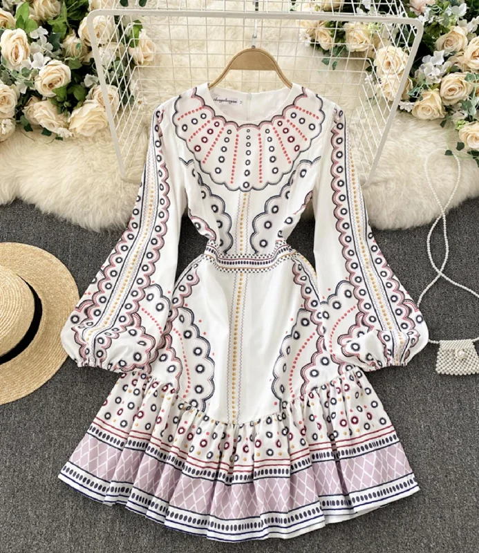 Fabulous Long Sleeves Tiered DressCute A line long sleeve dress  832