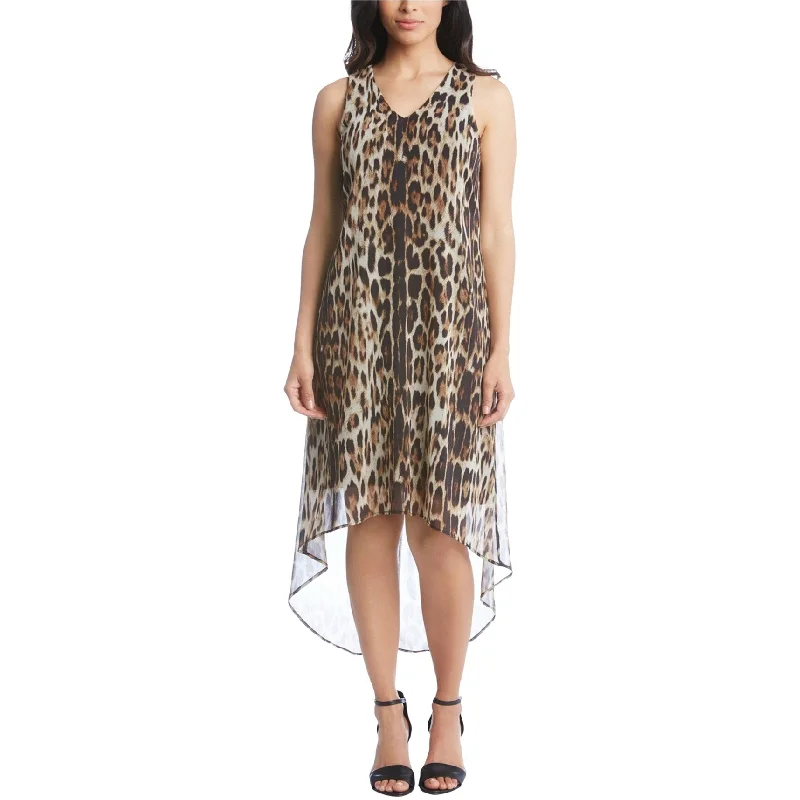 Sleeveless Dress With High SlitKaren Kane Womens Animal Print Sleeveless High-Low Dress, Brown, Small