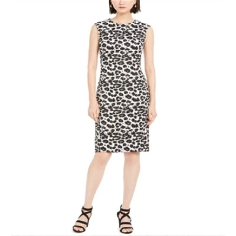 Sleeveless Dress With Lace-Up BackNatori Women's Animal Print Sleeveless Body Con Dress Black Size 10