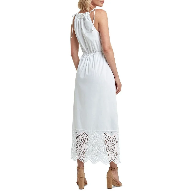 Sleeveless Dress Mother Of The BrideH Halston Women's Sleeveless Ruched Neck Dress White Size X-Large