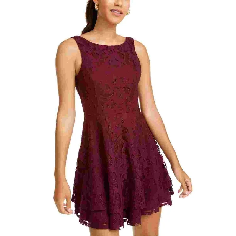 Sleeveless Dress LooseSpeechless Women's Sleeveless Jewel Neck Short Fit Flare Cocktail Dress Purple Size 1