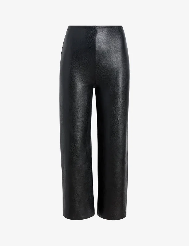 women's everyday pantsFaux Leather Cropped Wide Leg Pant