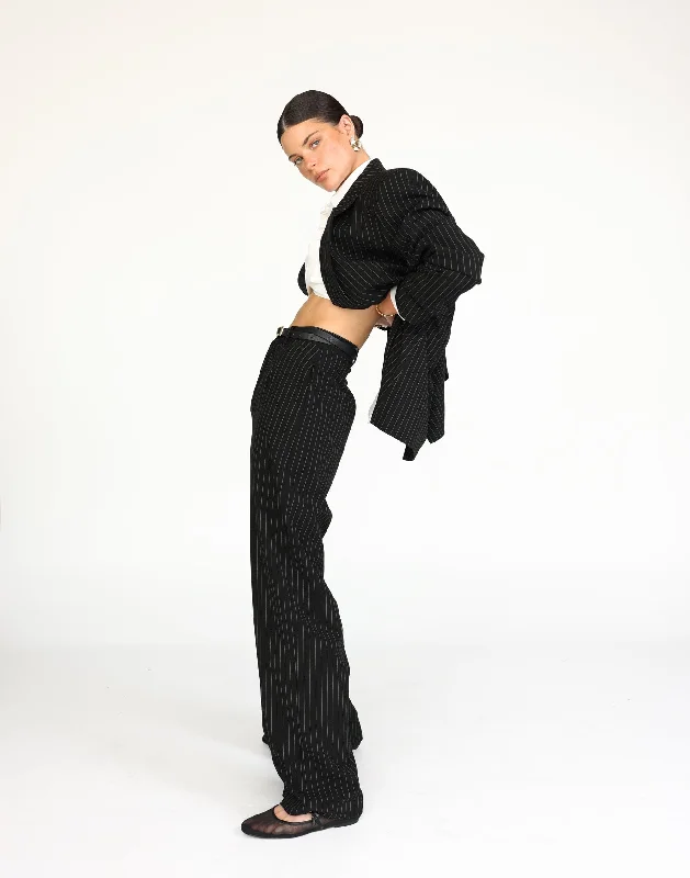 women's polyester pantsKenza Pants (Black Pinstripe)