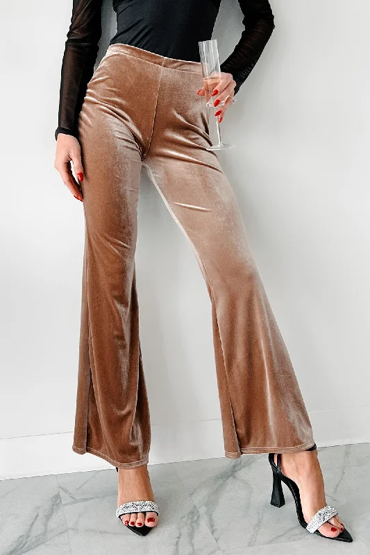 women's polyester pantsTimeless Treasures Velvet Pants (Tan)