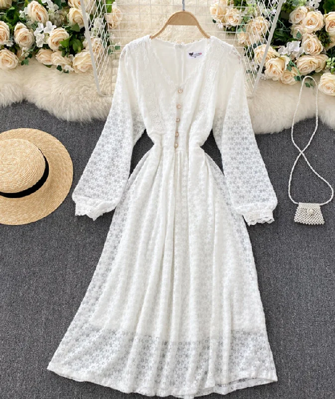 Formal Long Sleeves Evening DressA line v neck lace long sleeve dress  925