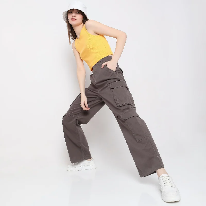 women's fall pantsRegular Fit Solid High Rise Trousers