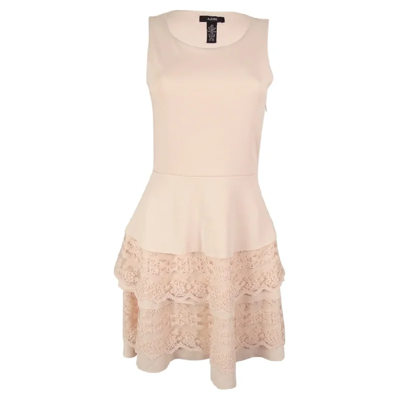 Sleeveless Dress With EmbroideryAlfani Women's Sleeveless Lace Trim Dress