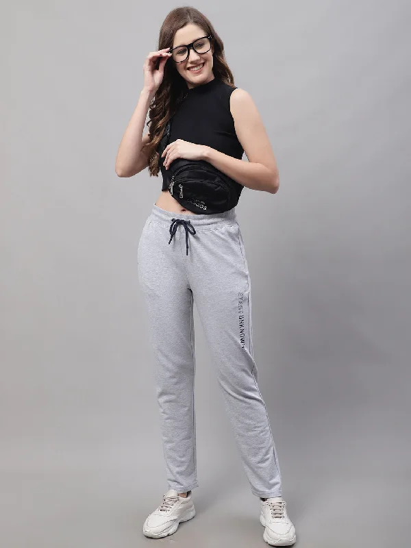 women's yoga pantsWomen's Casual  Grey Melange Full length Mid rise Track Pants