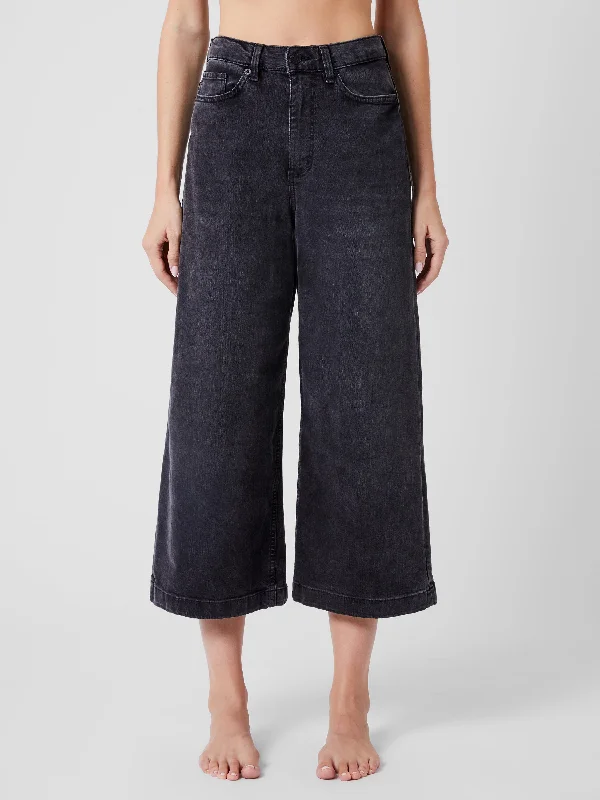 women's distressed pantsStretch Denim Wide Leg Culottes 25 Inch