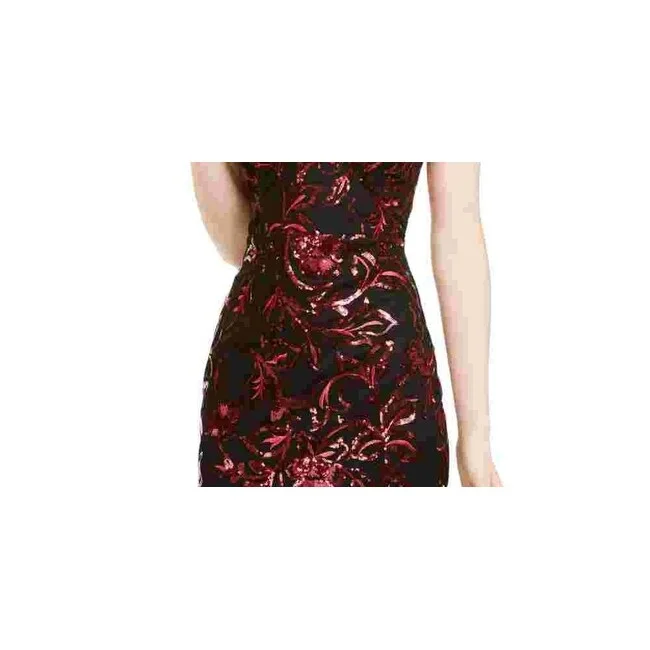 Sleeveless Dress In LinenSequin Hearts Women's Sequined Printed Sleeveless V Neck Short Body Con Cocktail Dress Black Red Size 7