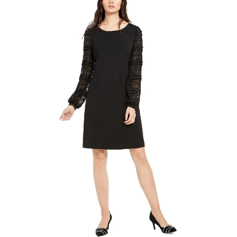 Flexible Long Sleeves Tunic DressAlfani Women's Long Sleeve Jewel Neck Cocktail Dress Black Size M