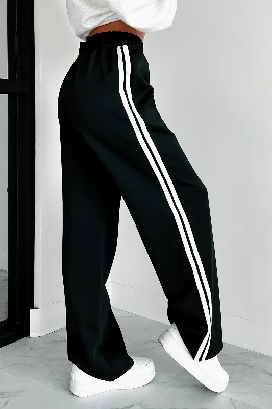 women's velvet pantsBringing The Comfort Wide Leg Track Pants (Black)