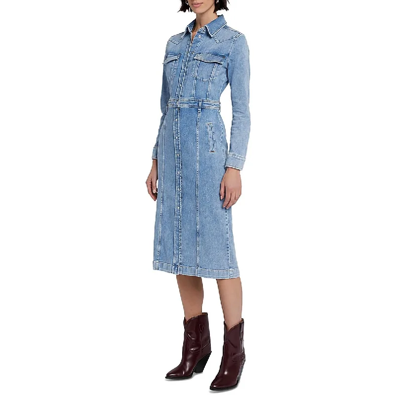 Formal Occasion Long Sleeves Dress7 For All Mankind Womens Denim Long Sleeve Shirtdress