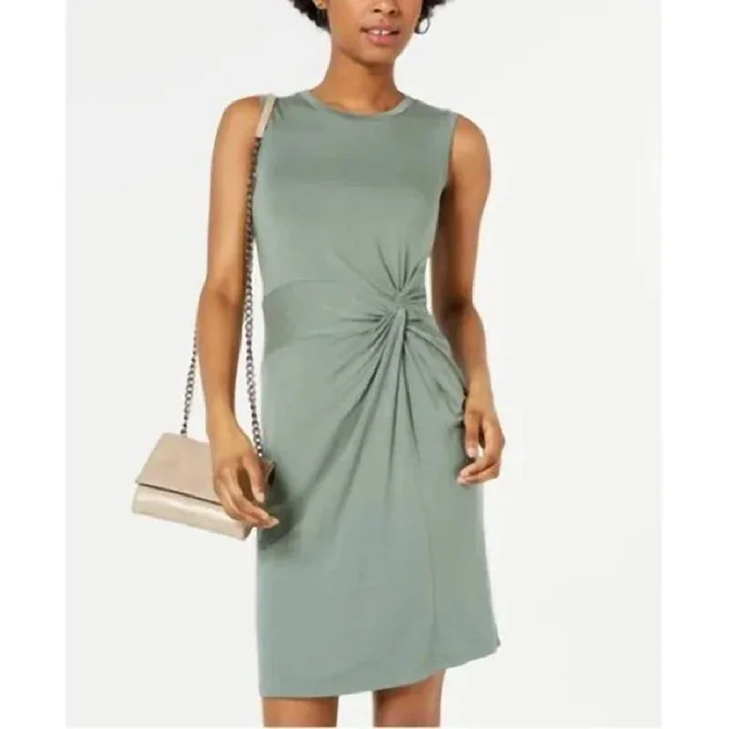 Sleeveless Dress With ButtonsMaison Jules Women's Sleeveless Knee Length Sheath Dress Green Size Large