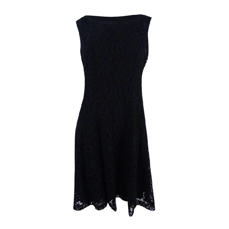 Sleeveless Dress With FrillsConnected Women's Sleeveless Lace A-Line Dress