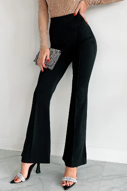 women's embroidered pantsToning It Down Flared Dress Pants (Black)